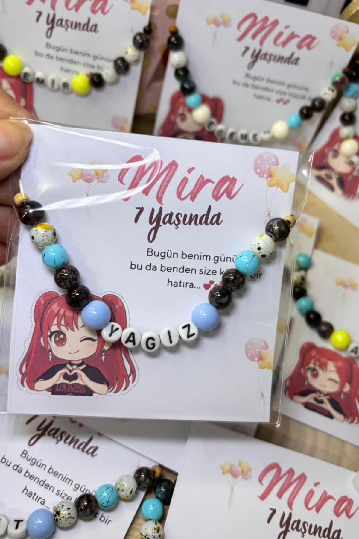 İsimli Erkek Çocuk Bileklik – Doğum Günü Hediyelik (Kartlı) 