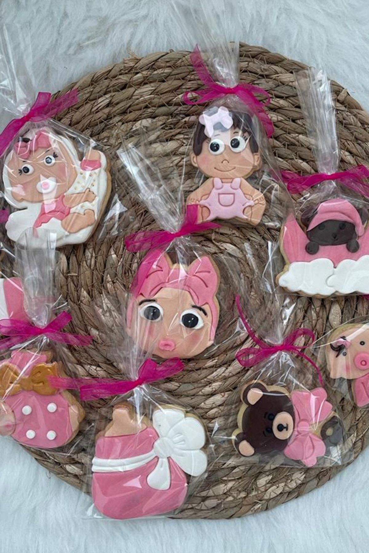  Baby Shower Kurabiyesi – Kız Bebek Konsept Şeker Hamurlu Kurabiye Seti 20 Adet