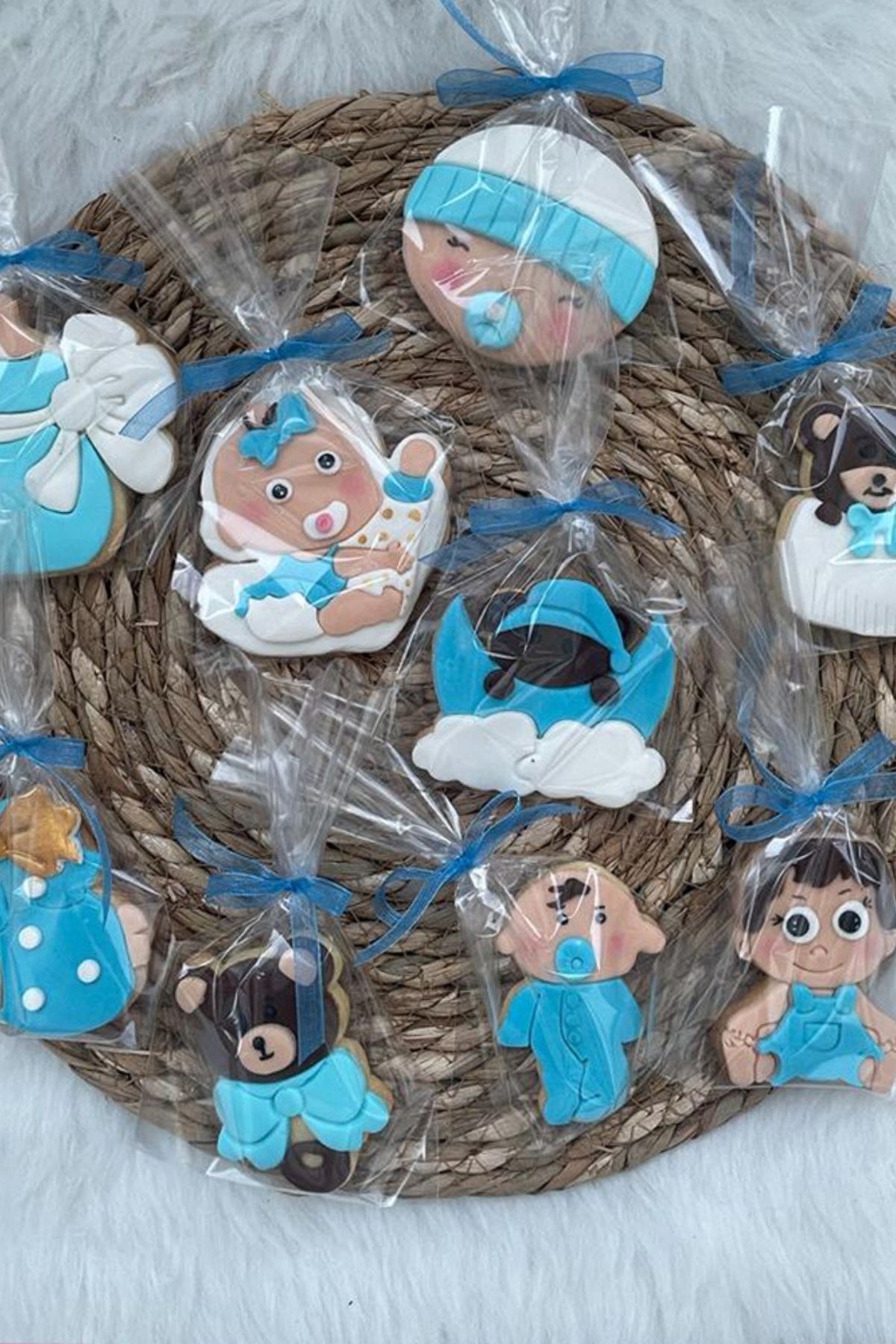 Erkek Bebek Kurabiyesi – Baby Shower & Hastane Çıkışı Şeker Hamurlu Kurabiye Seti 20 Adet 