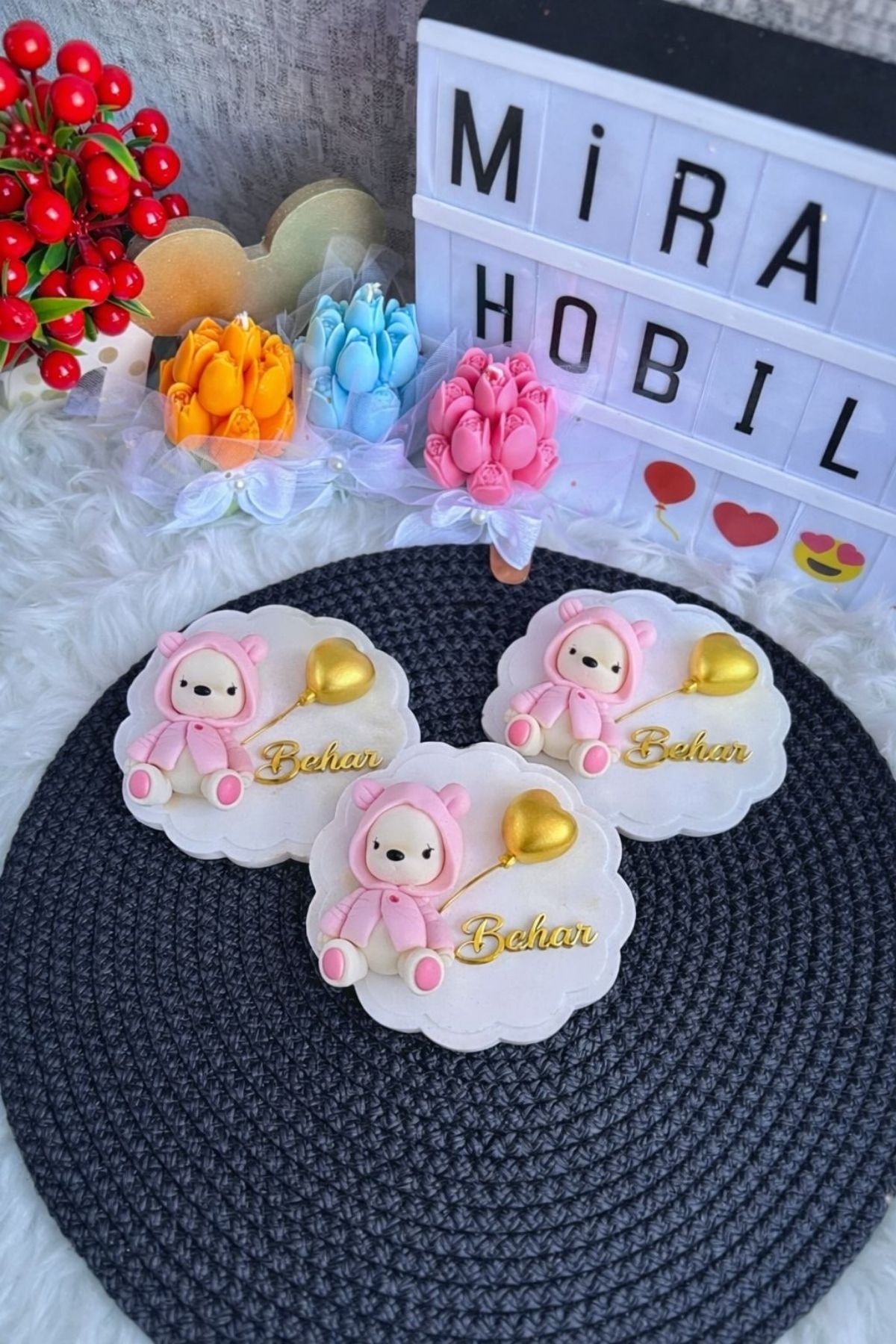  Ayıcık Magnet Hediyelik | İsimli Bebek Magnet, Baby Shower & Doğum Hediyesi 20 Adet 