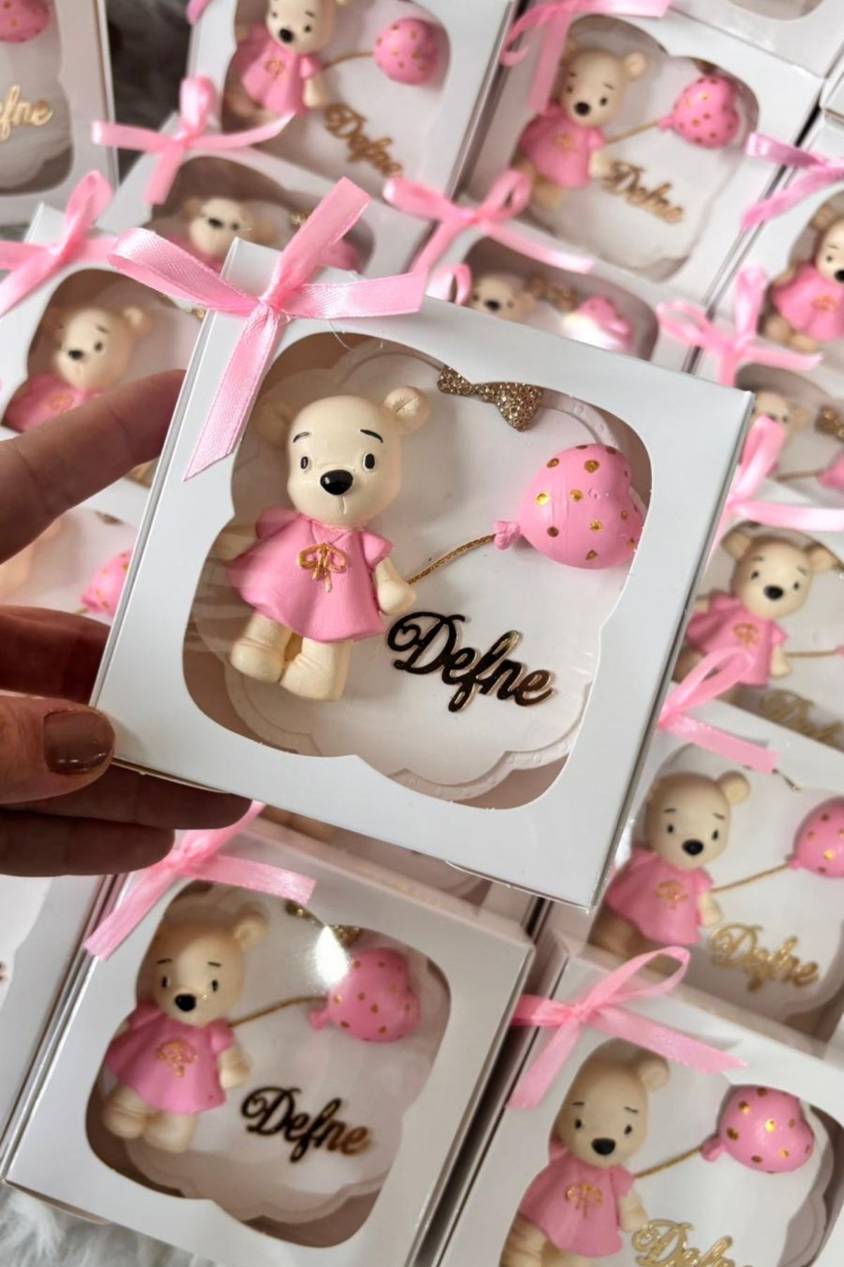  Kutulu Ayıcık Magnet Hediyelik | İsimli Bebek Magnet, Baby Shower & Doğum Hediyesi 20 Adet 