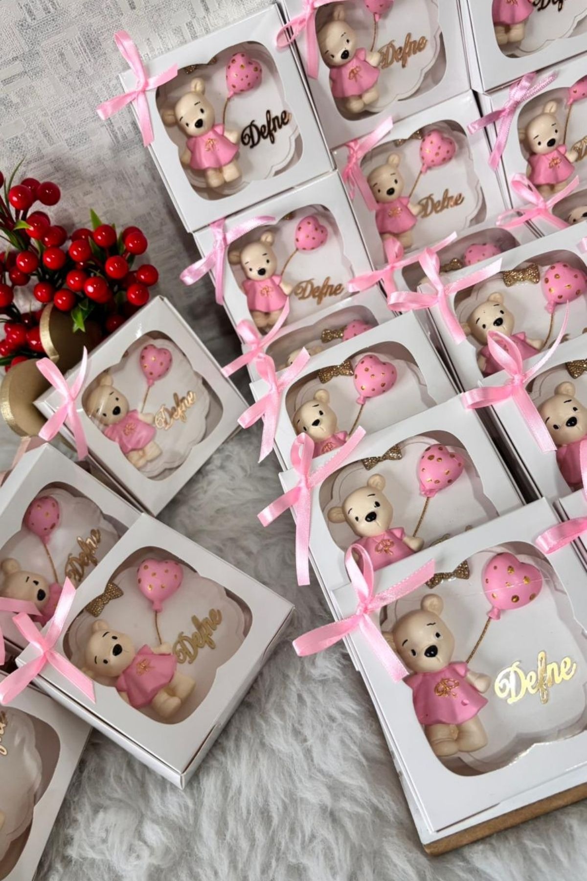  Kutulu Ayıcık Magnet Hediyelik | İsimli Bebek Magnet, Baby Shower & Doğum Hediyesi 20 Adet 