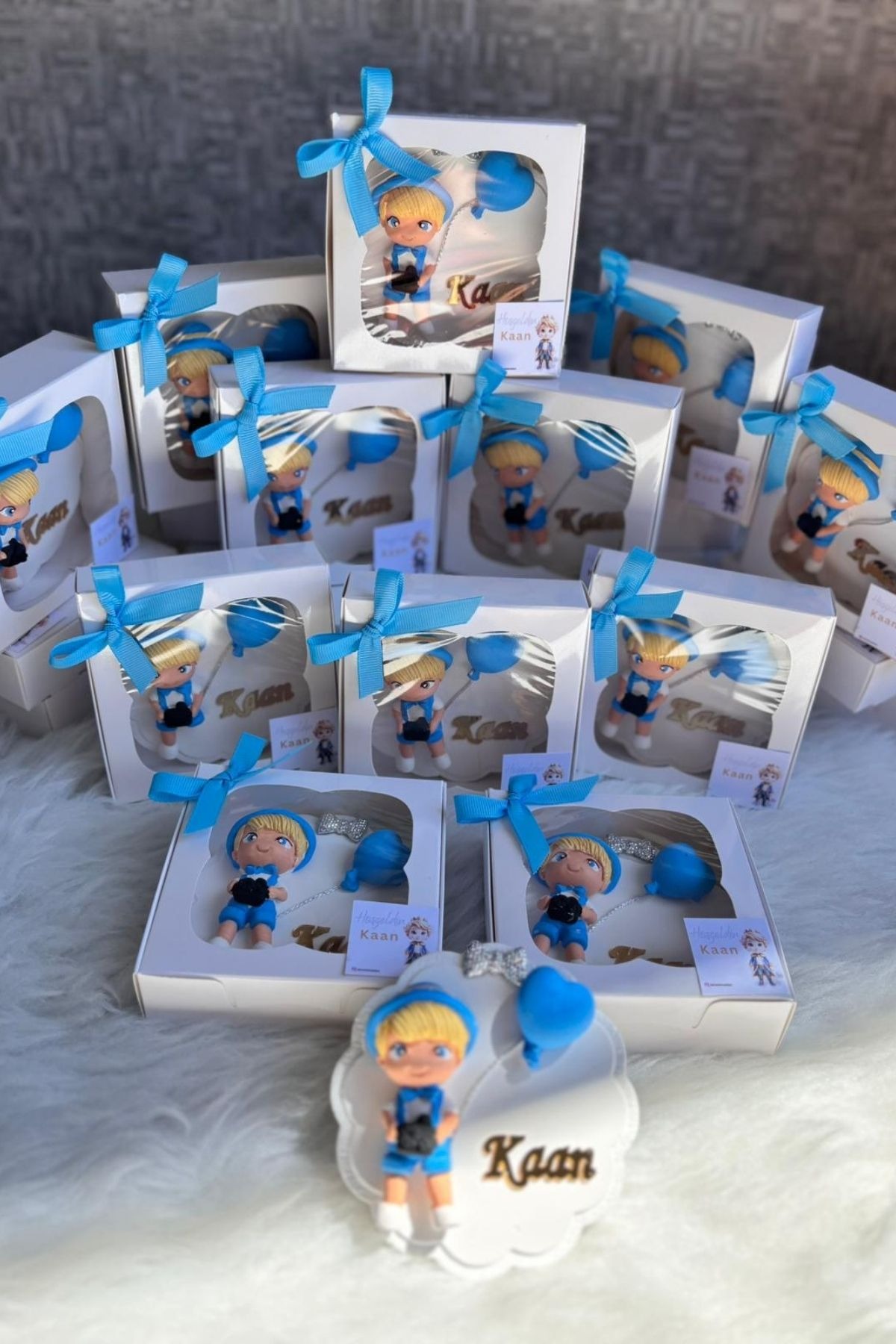  Erkek Bebek Magnet Hediyelik | Şapkalı Erkek Figürlü İsimli Baby Shower & Doğum Magnet 20 Adet