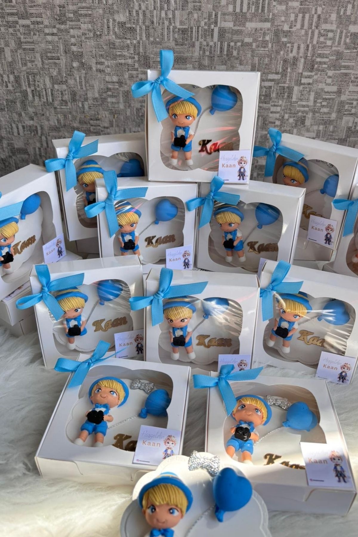  Erkek Bebek Magnet Hediyelik | Şapkalı Erkek Figürlü İsimli Baby Shower & Doğum Magnet 20 Adet