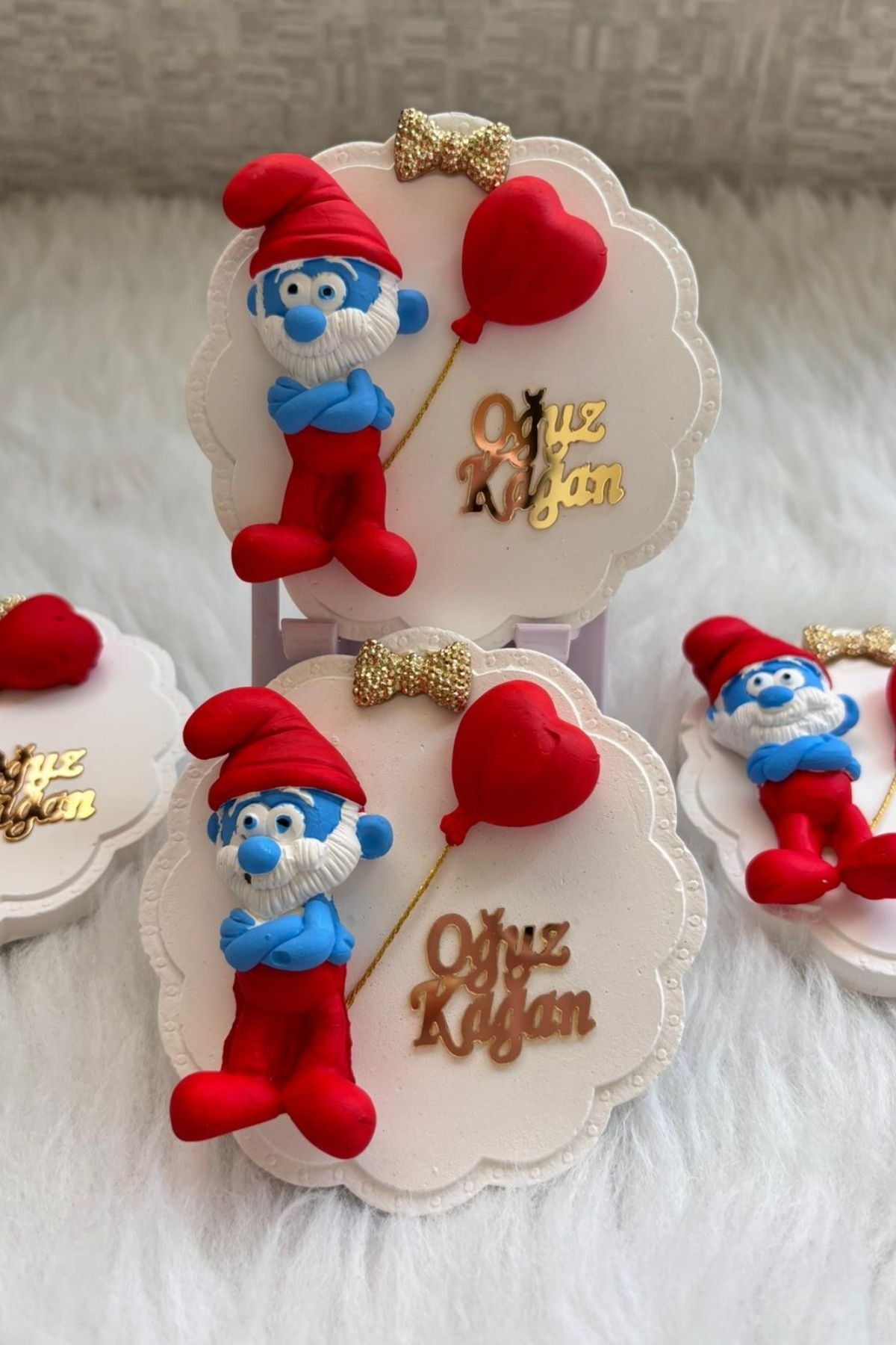 Şirinler Magnet Hediyelik | Şirin Baba Figürlü İsimli Doğum Günü & Bebek Magnet 20 Adet 