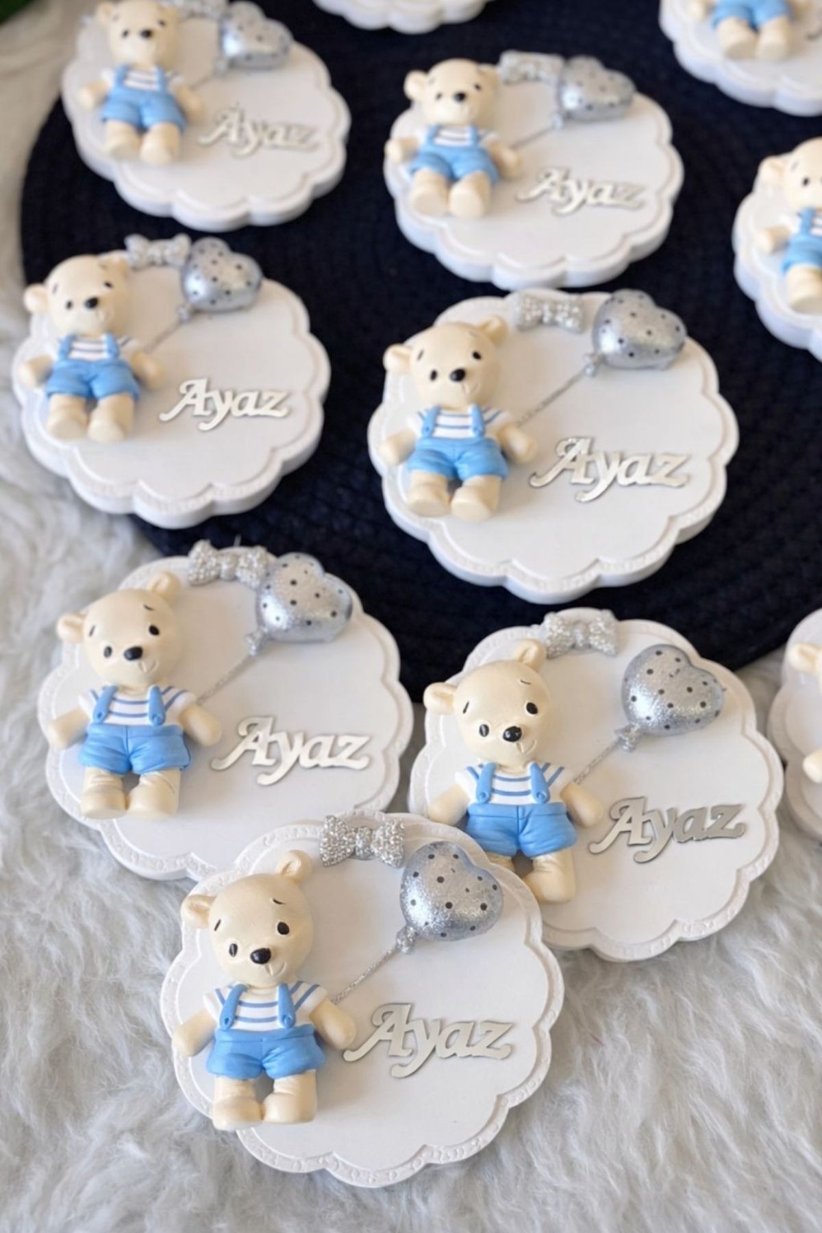  Ayıcık Magnet Hediyelik | İsimli Erkek Bebek Baby Shower & Doğum Magnet 20 Adet 