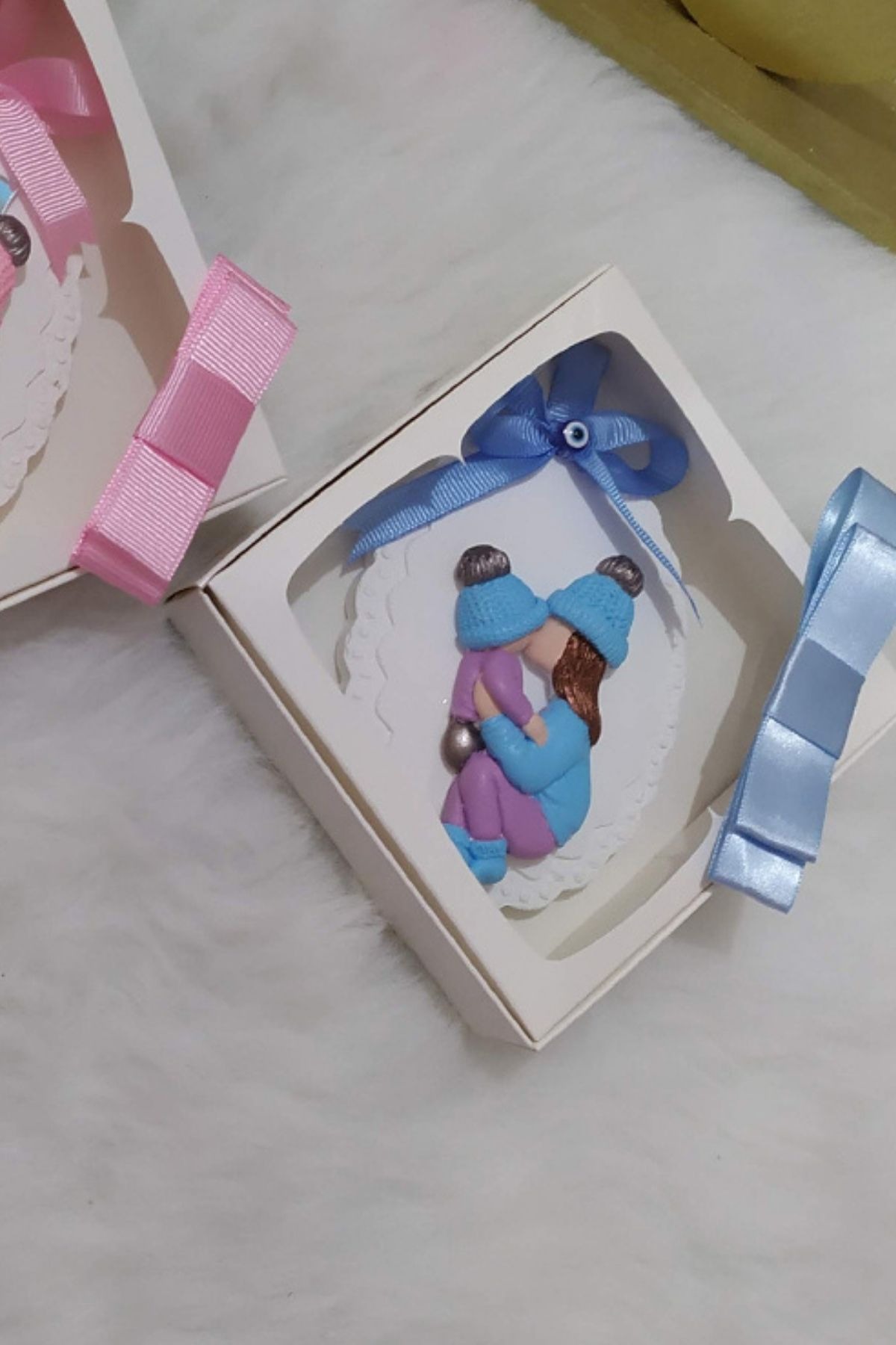 Anne Bebek Magnet Hediyelik | Kişiye Özel Doğum Erkek Bebek & Baby Shower Anı Magneti 
