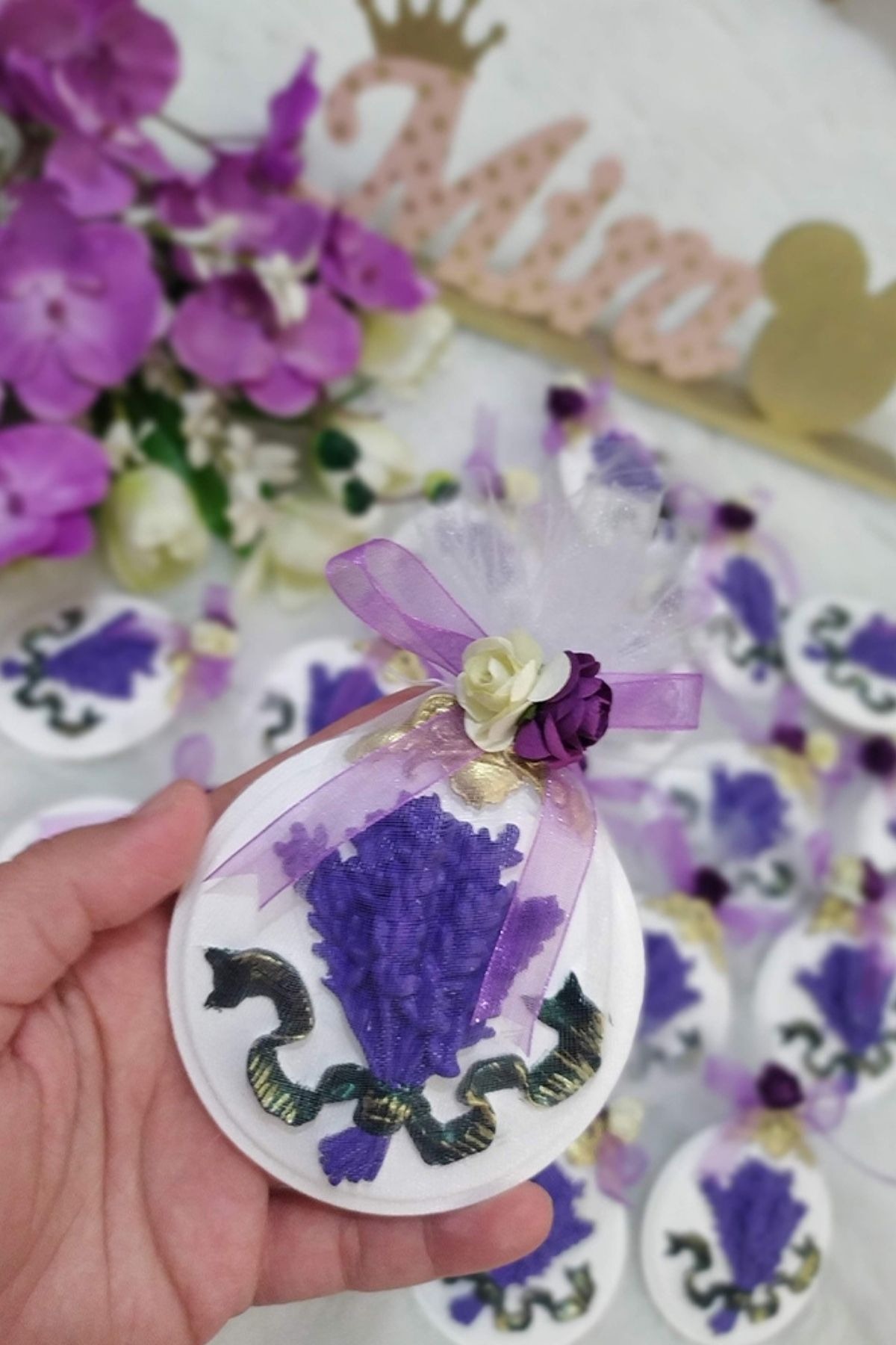 Lavanta Konsept Kokulu Taş Hediyelik | Söz Nişan Nikah Magnet Mini Hatıralık 20 Adet