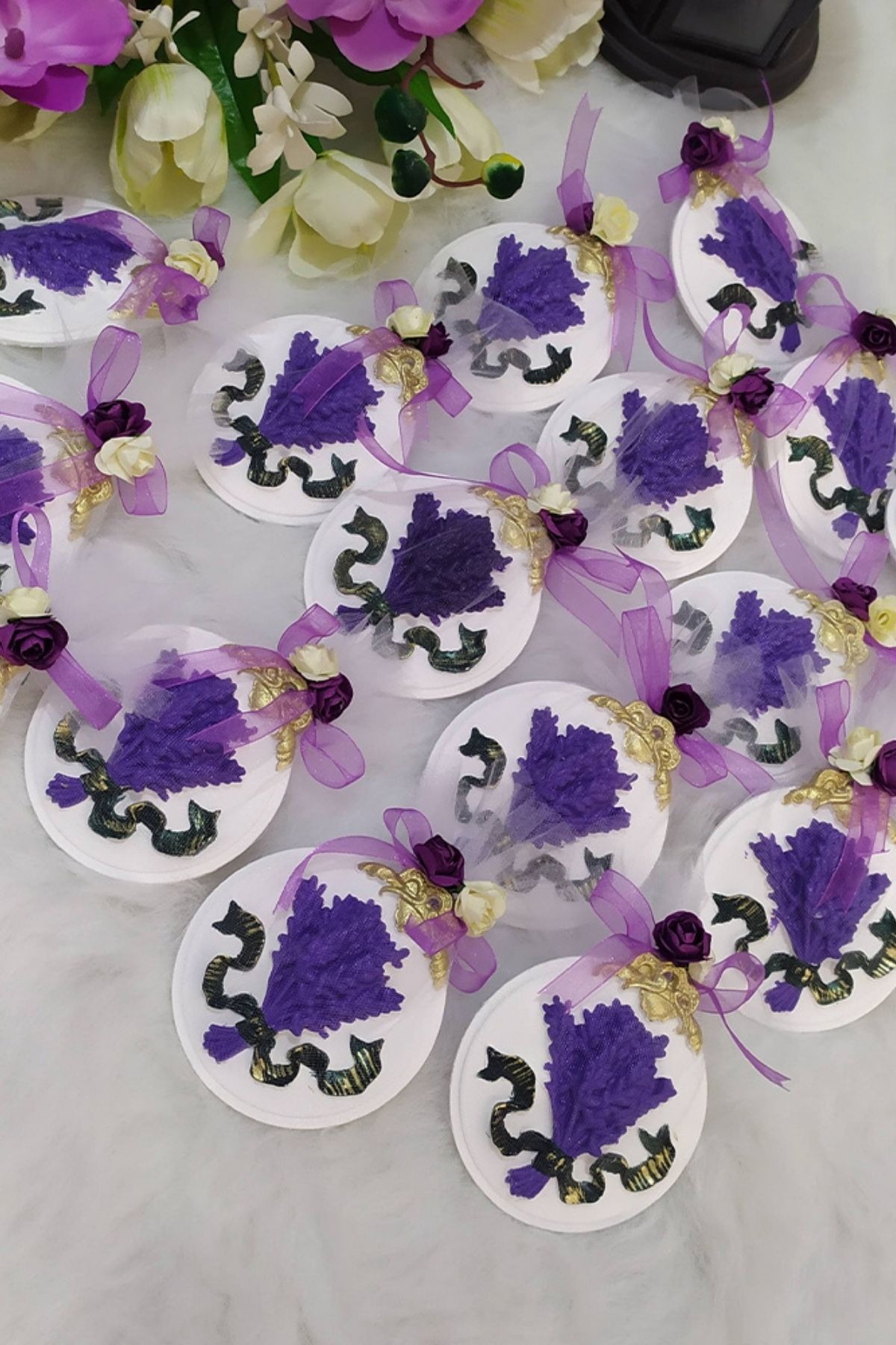 Lavanta Konsept Kokulu Taş Hediyelik | Söz Nişan Nikah Magnet Mini Hatıralık 20 Adet