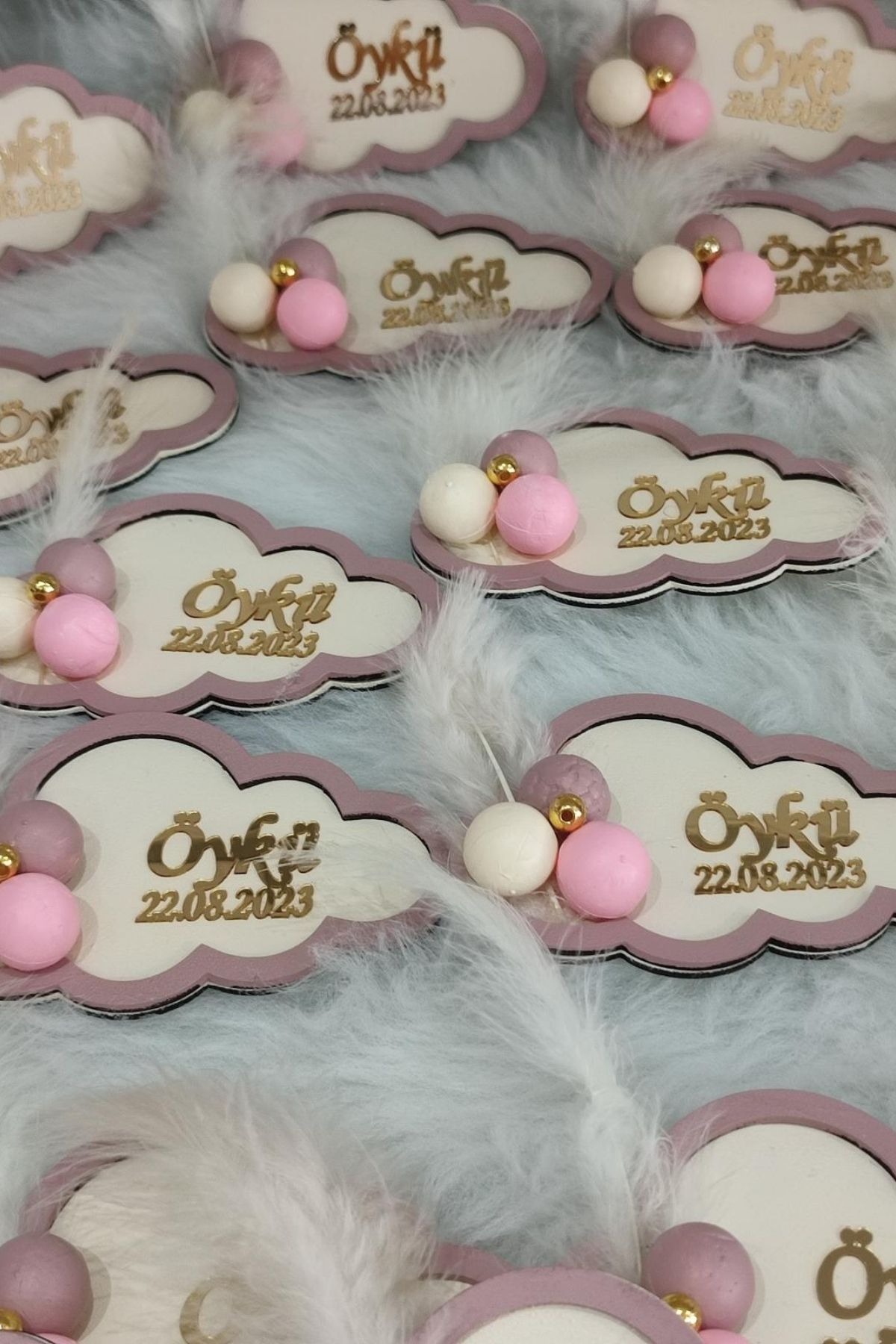 Hoşgeldin Bebek Bulut Magnet Hediyelik | Kız Bebek Mevlüt & Doğum 20 Adet 