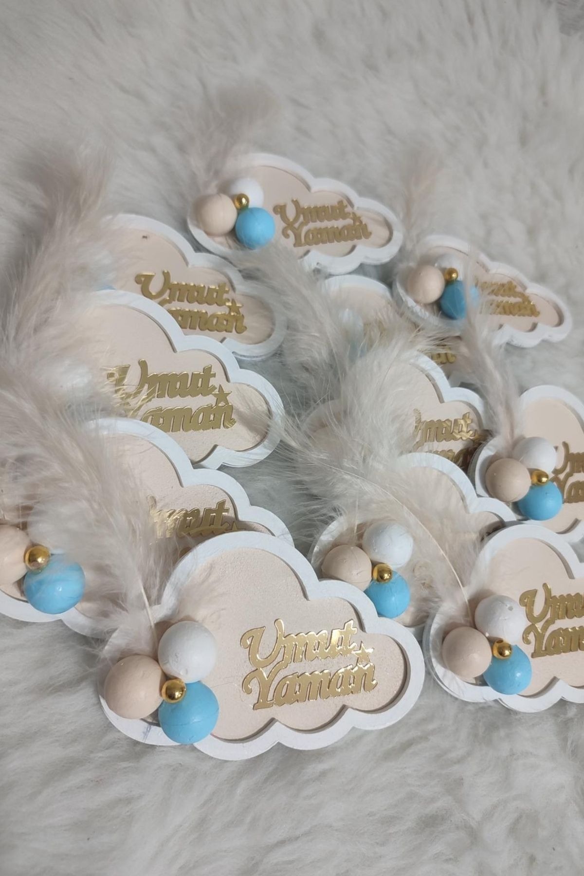  Beyaz Bulut İsimli Magnet Hediyelik | Erkek Bebek Mevlüt & Doğum 20 Adet