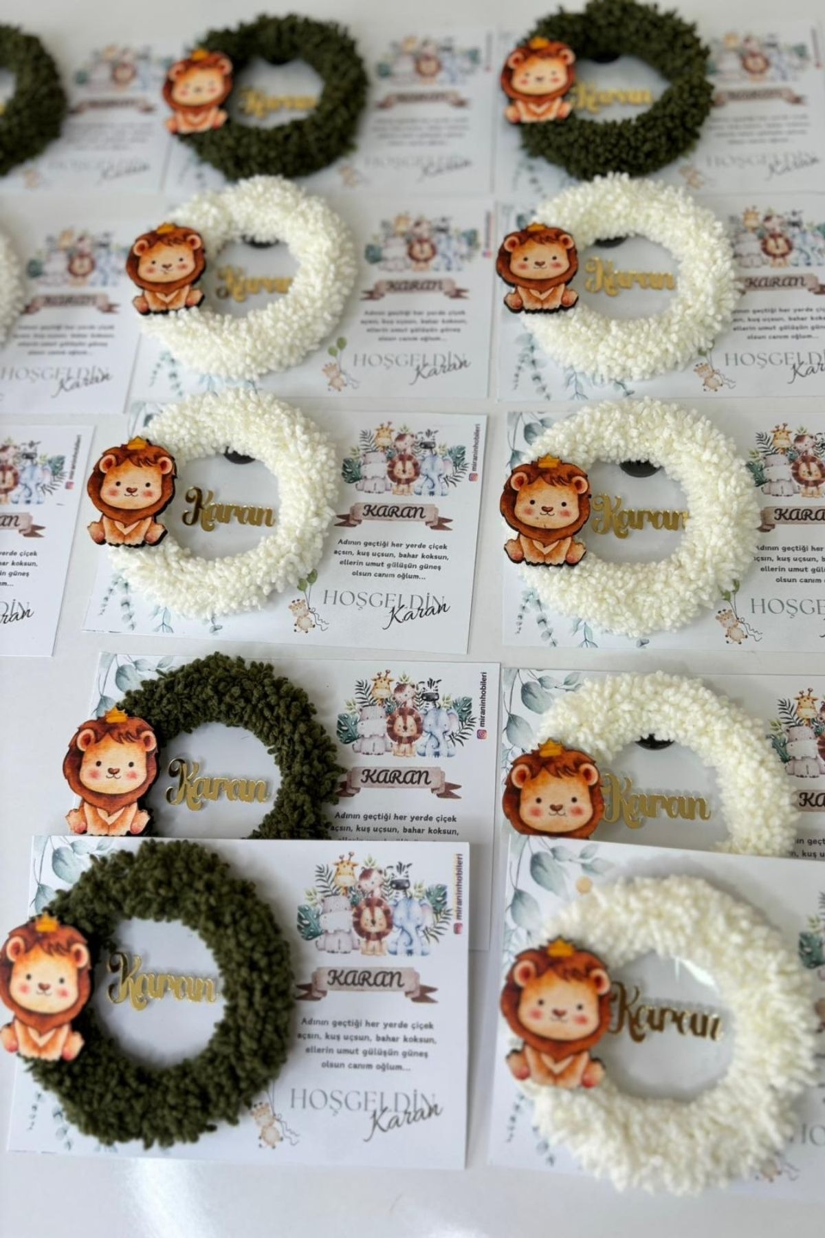  Aslan Figürlü Kuzu İpi Kapı Süsü Magnet | Bebek Hediyelik 20 Adet