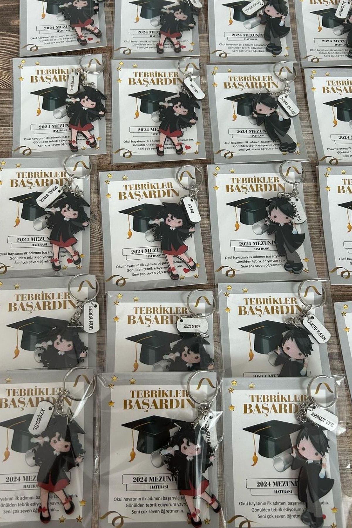 Mezuniyet Anahtarlık | İsimli Tebrikler Başardın Hediyesi 20 Adet