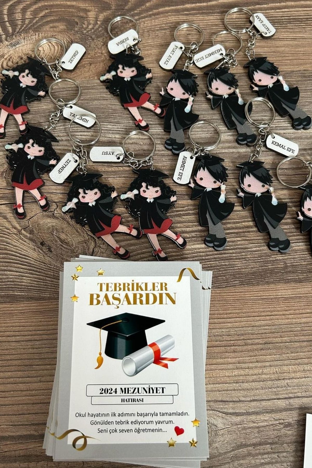 Mezuniyet Anahtarlık | İsimli Tebrikler Başardın Hediyesi 20 Adet