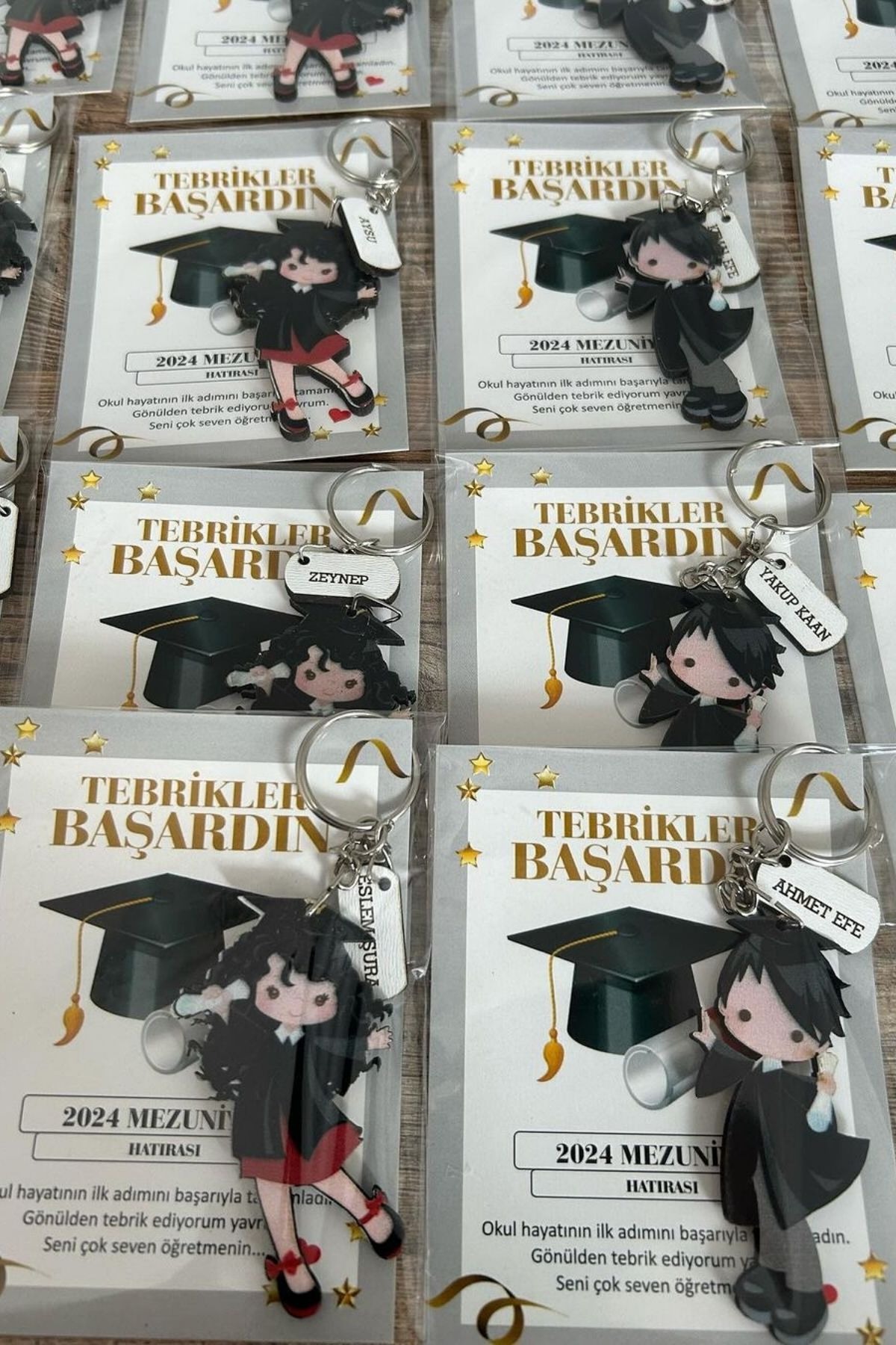 Mezuniyet Anahtarlık | İsimli Tebrikler Başardın Hediyesi 20 Adet