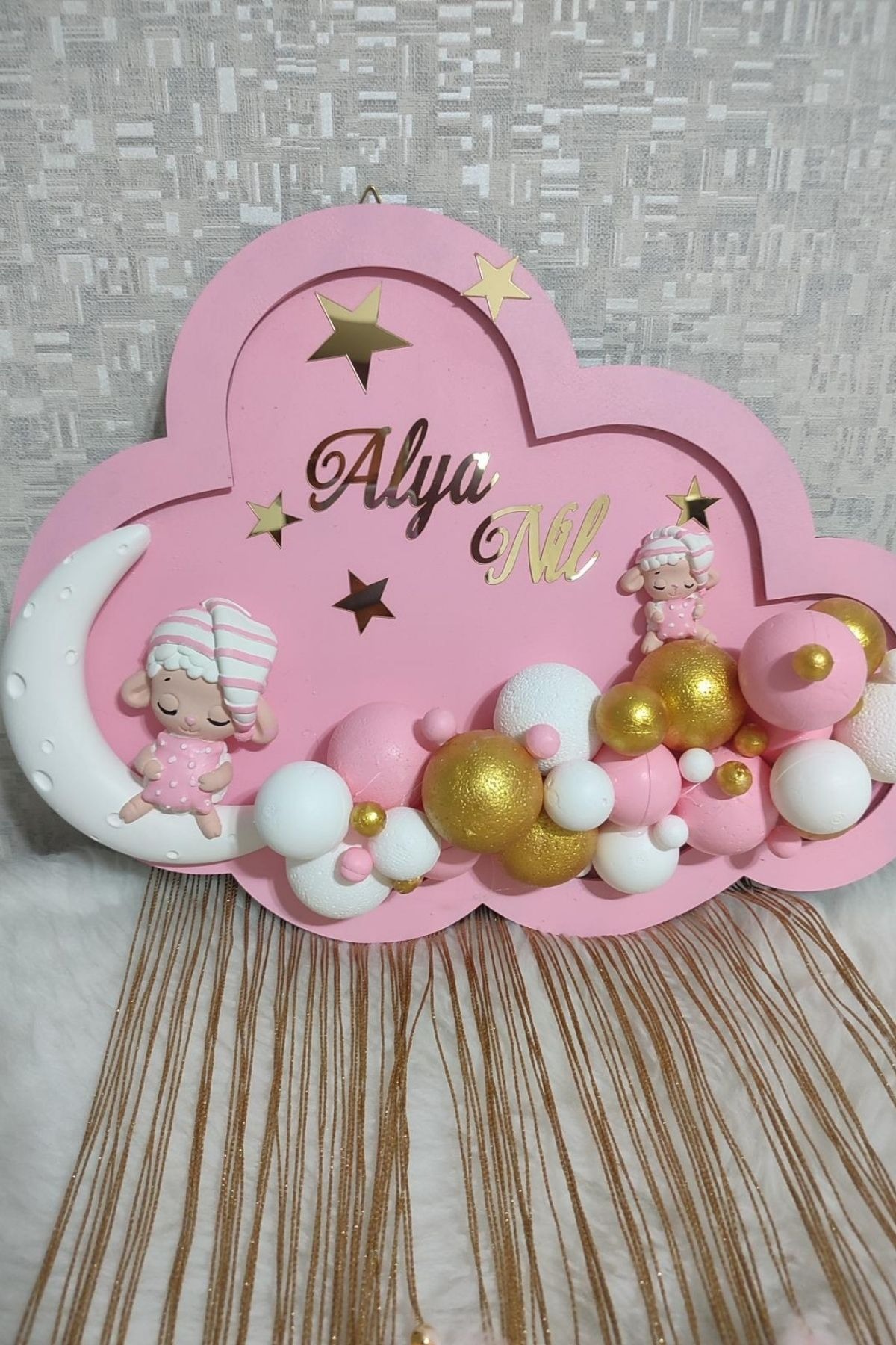 4’lü Kuzulu Bebek Seti | 20 Magnet + Pano + Takı Yastığı + İsim Küp