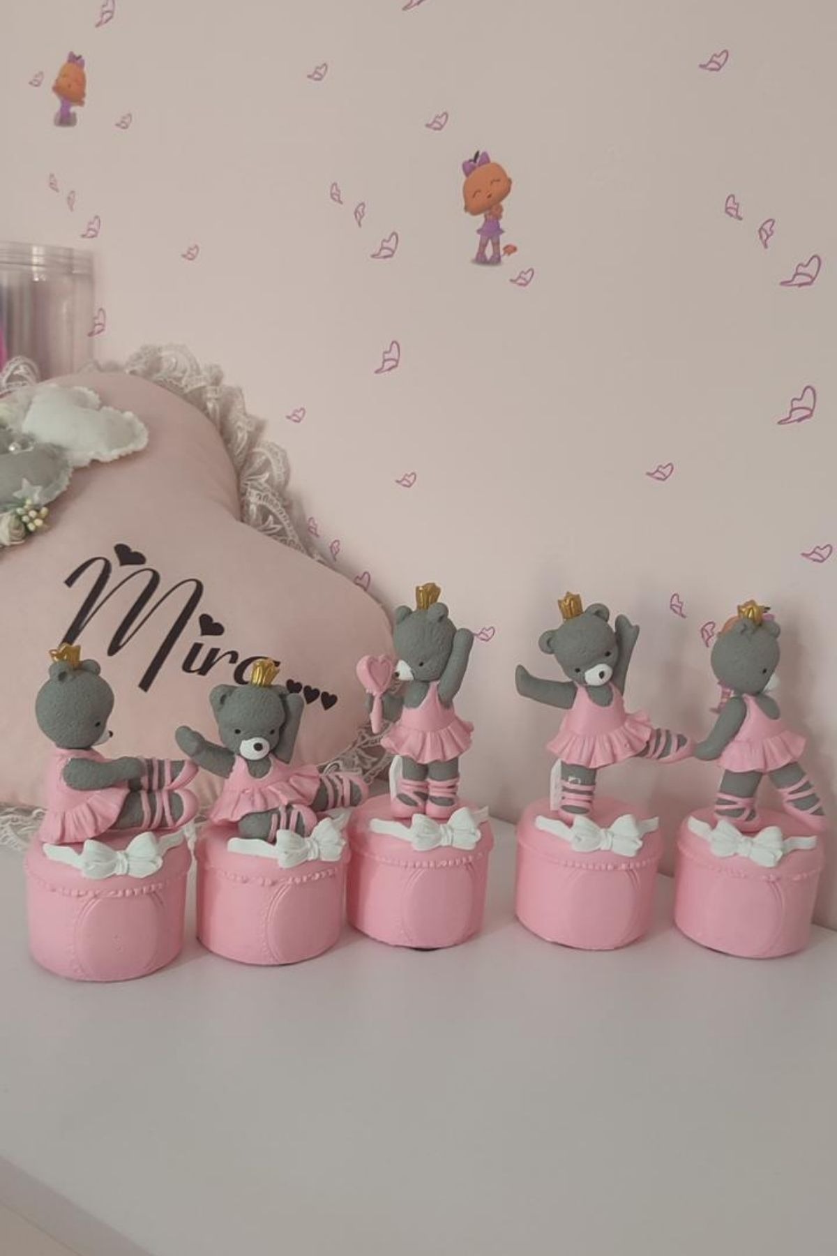  Ayıcık Figürlü Harf Küp Set | Pembe Bebek Odası 1 Adet Fiyatıdır