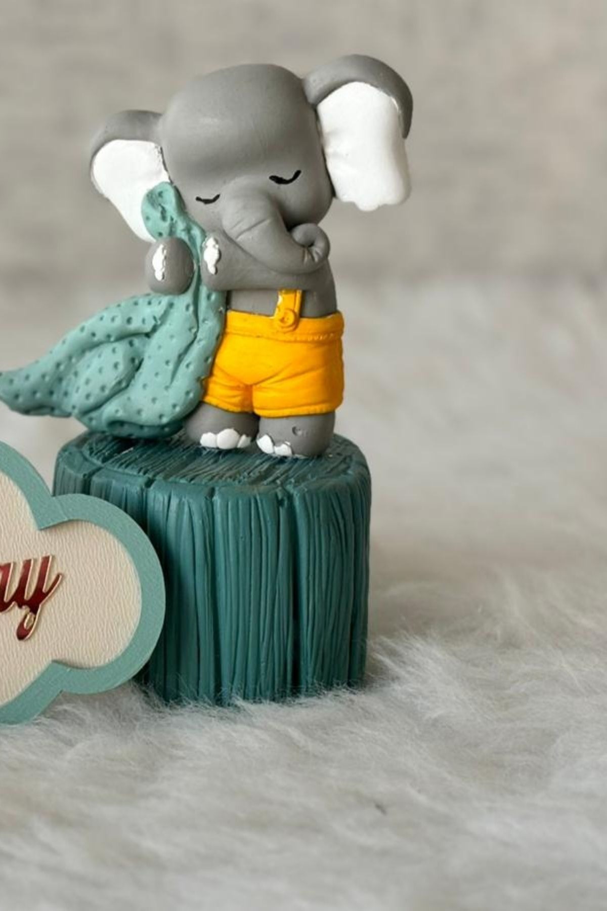 Fil Figürlü Erkek Bebek Harf Küp Set | Uyuyan Bebek Teması 1 Adet Fiyatıdır