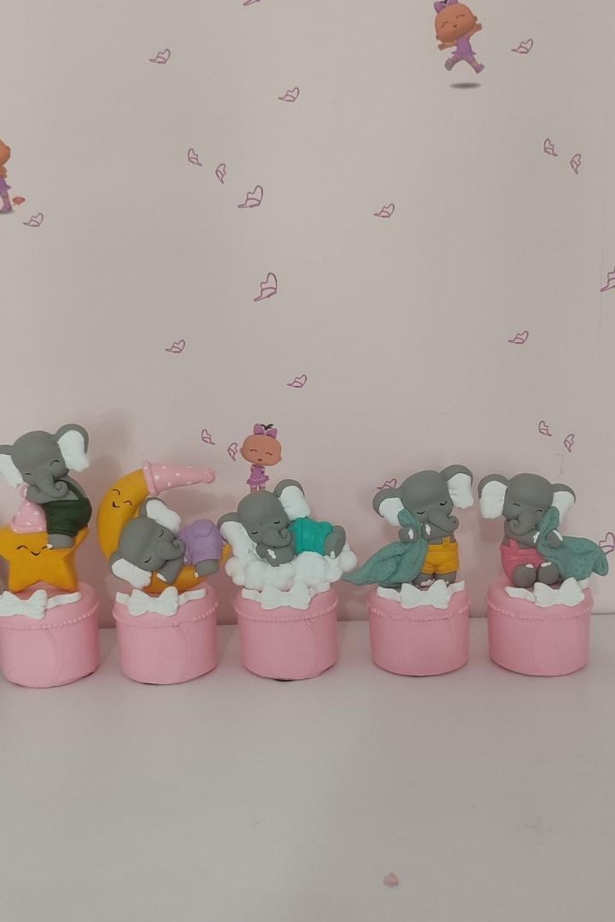  Pembe Fil Figürlü Harf Küp Set | Bebek Odası 1 adet