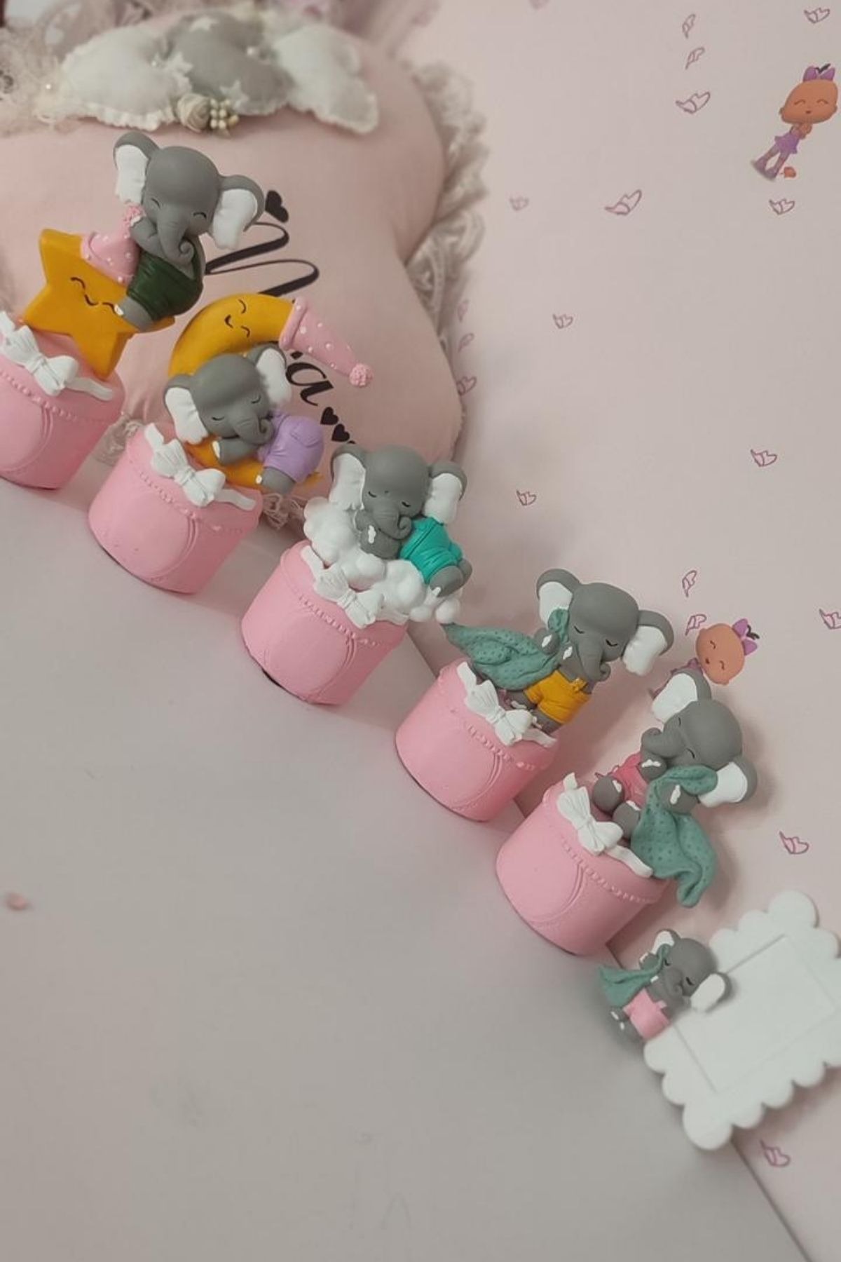  Pembe Fil Figürlü Harf Küp Set | Bebek Odası 1 adet