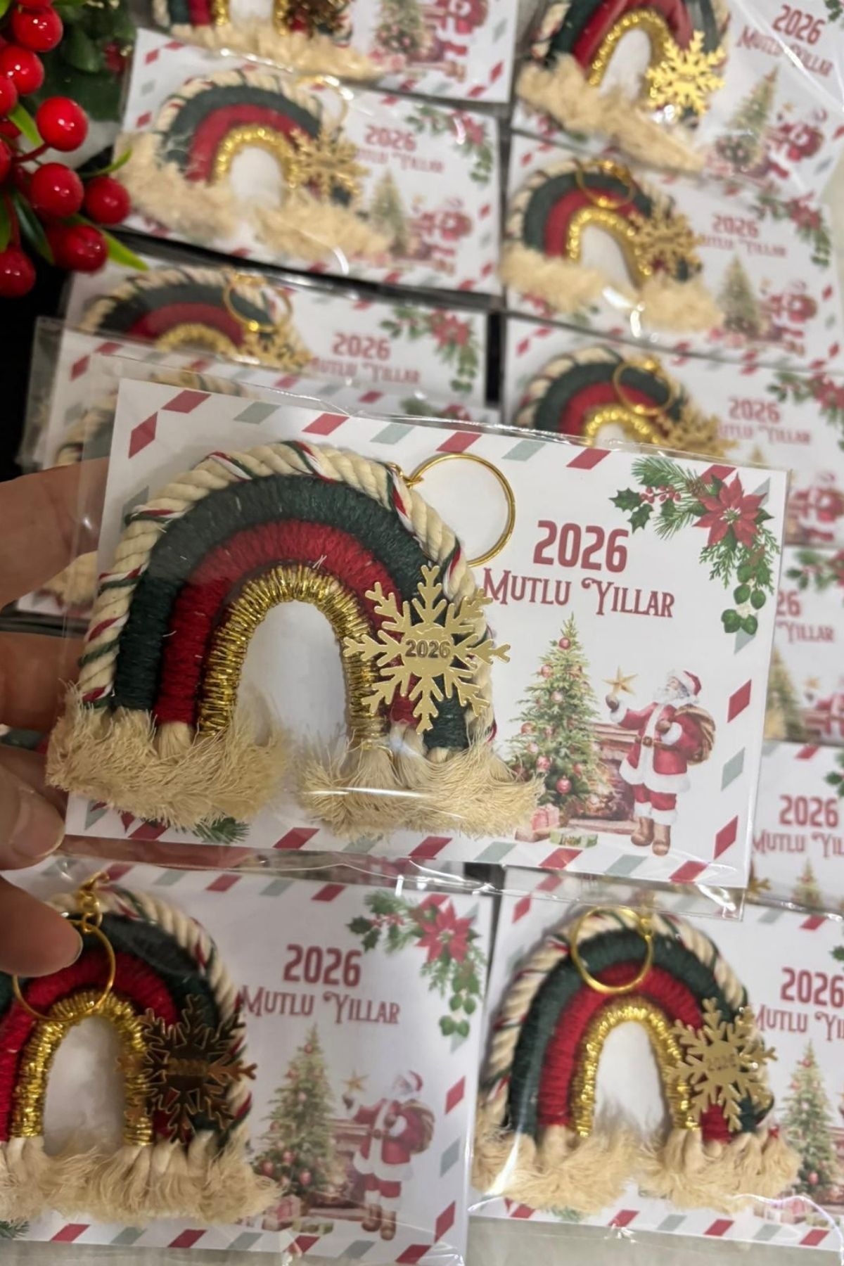 Makrome Gökkuşağı Anahtarlık 20 Adet Erkek Bebek Hediyelik Set