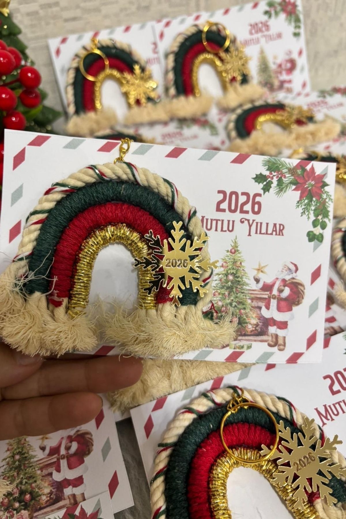 Makrome Gökkuşağı Anahtarlık 20 Adet Erkek Bebek Hediyelik Set