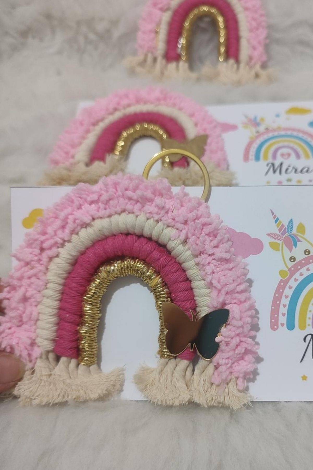 Makrome Gökkuşağı Anahtarlık 20 Adet Kız Bebek Hediyelik Set