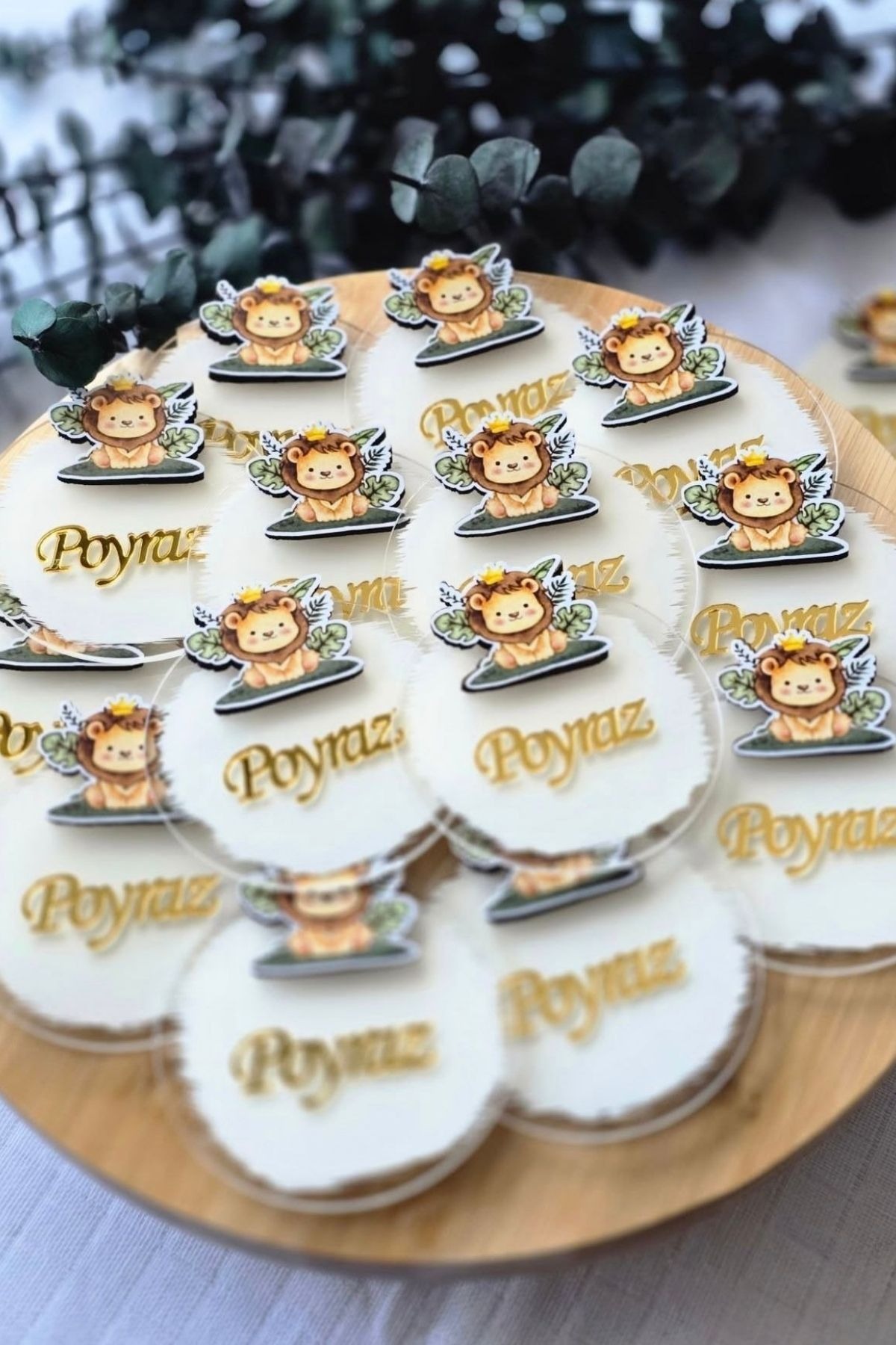 Aslan Figürlü Pleksi Magnet 20 Adet Erkek Bebek Hediyelik (Farklı Renk Seçenekli)