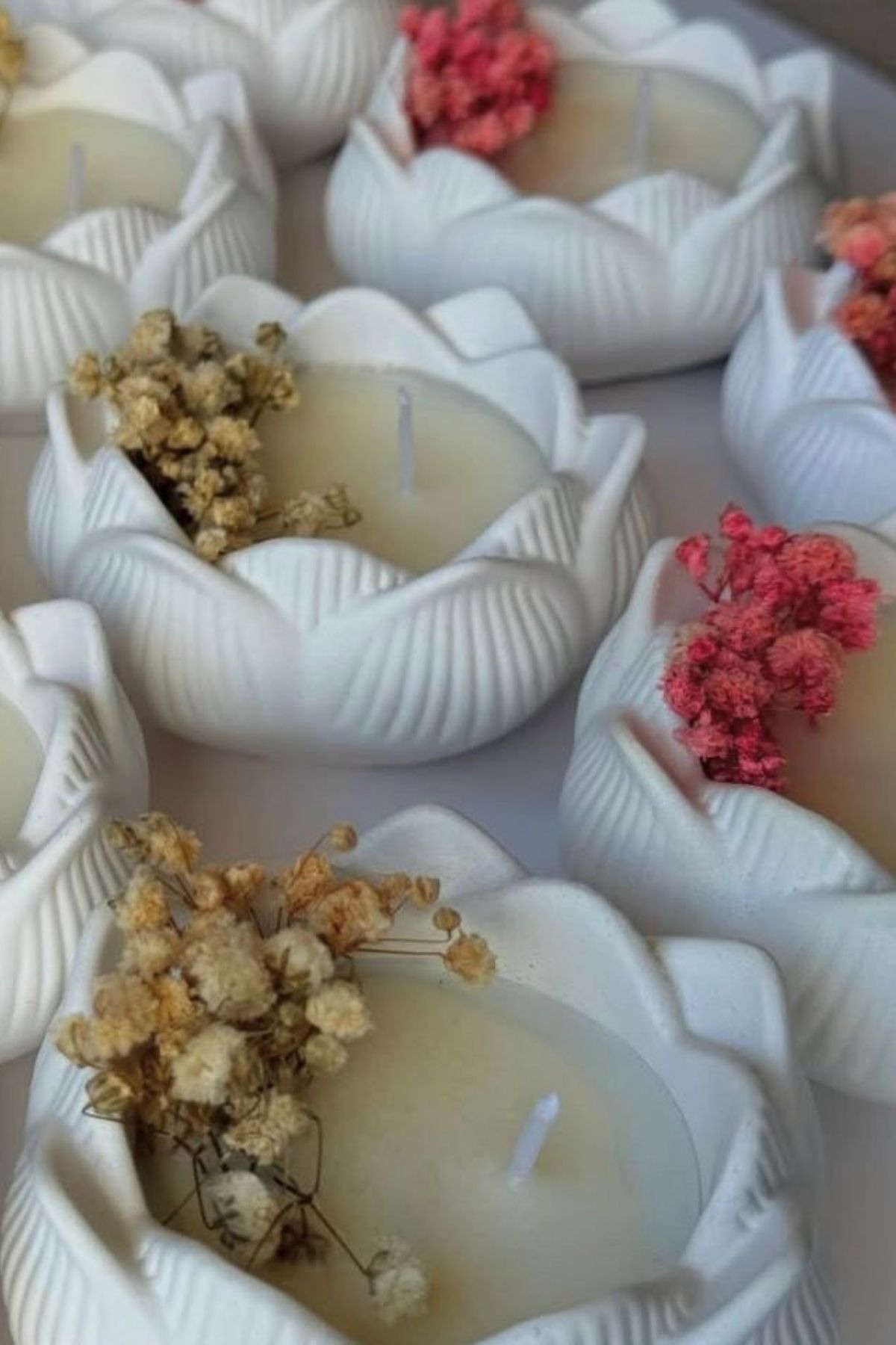  Dekoratif Parafin Mum Lotus Kase Özel Gün Hediyelik Söz Nişan Doğum Günü 20 Adet