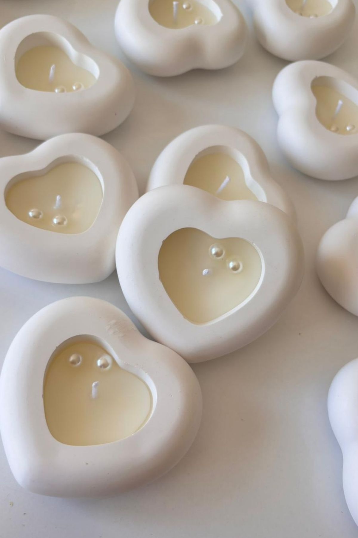 100 Adet Kalp Şeklinde Parafin Mum Hediyelik Sade Minimal Tasarım Toplu Sipariş