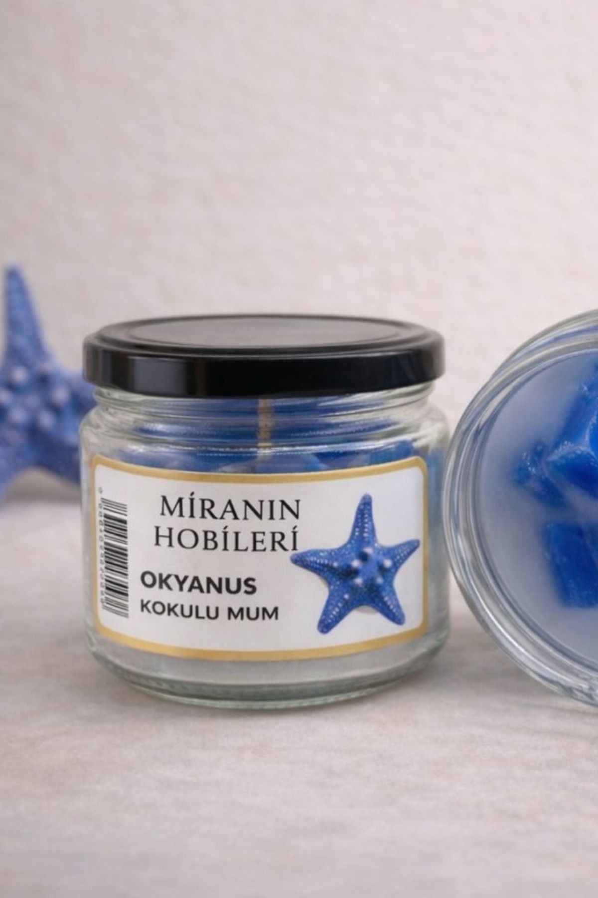 330 cc Okyanus Kokulu Kavanoz Mum – Parafin İçerikli Dekoratif Cam Mum