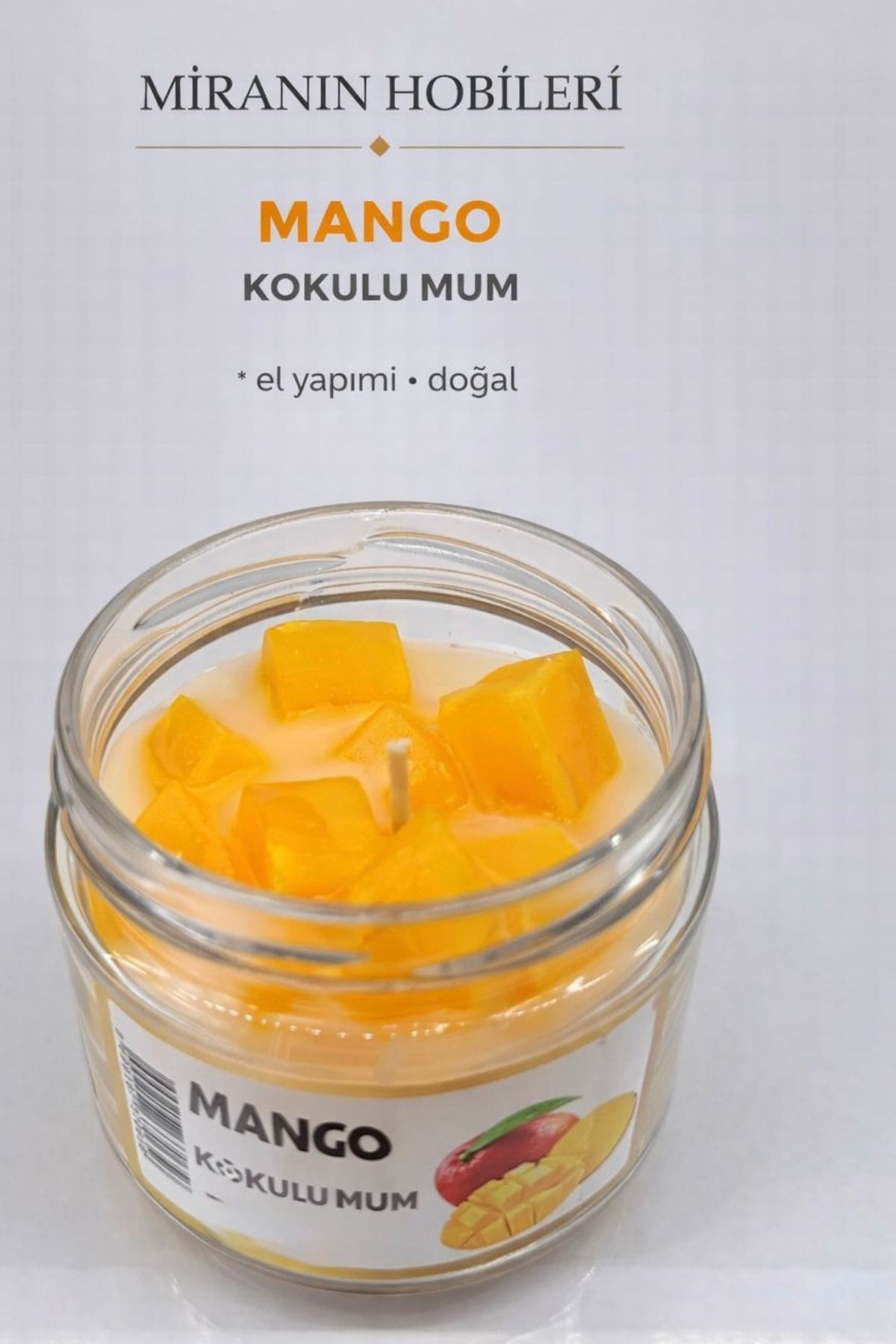 330 cc Mango Kokulu Kavanoz Mum – Parafin İçerikli Dekoratif Cam Mum