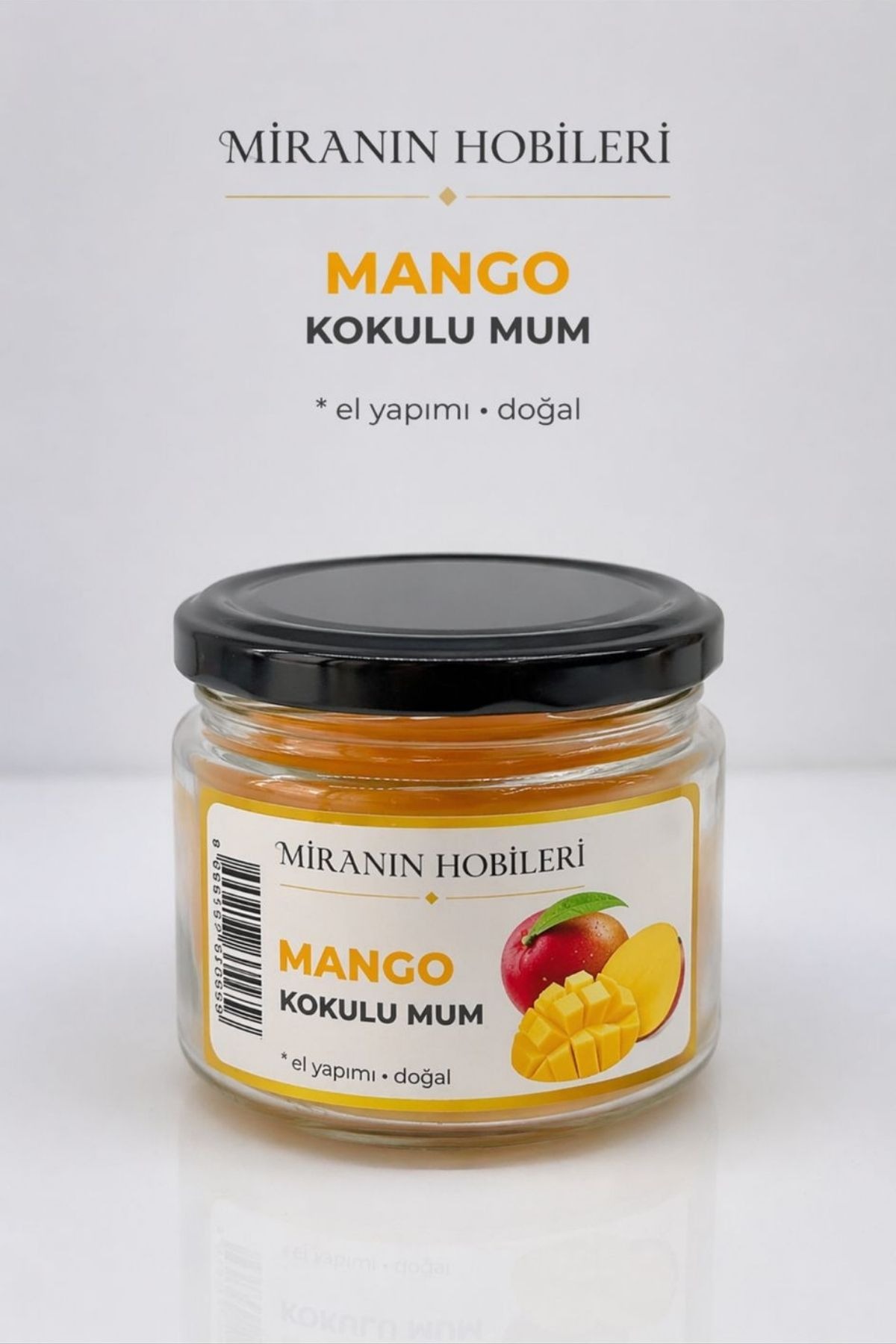 330 cc Mango Kokulu Kavanoz Mum – Parafin İçerikli Dekoratif Cam Mum