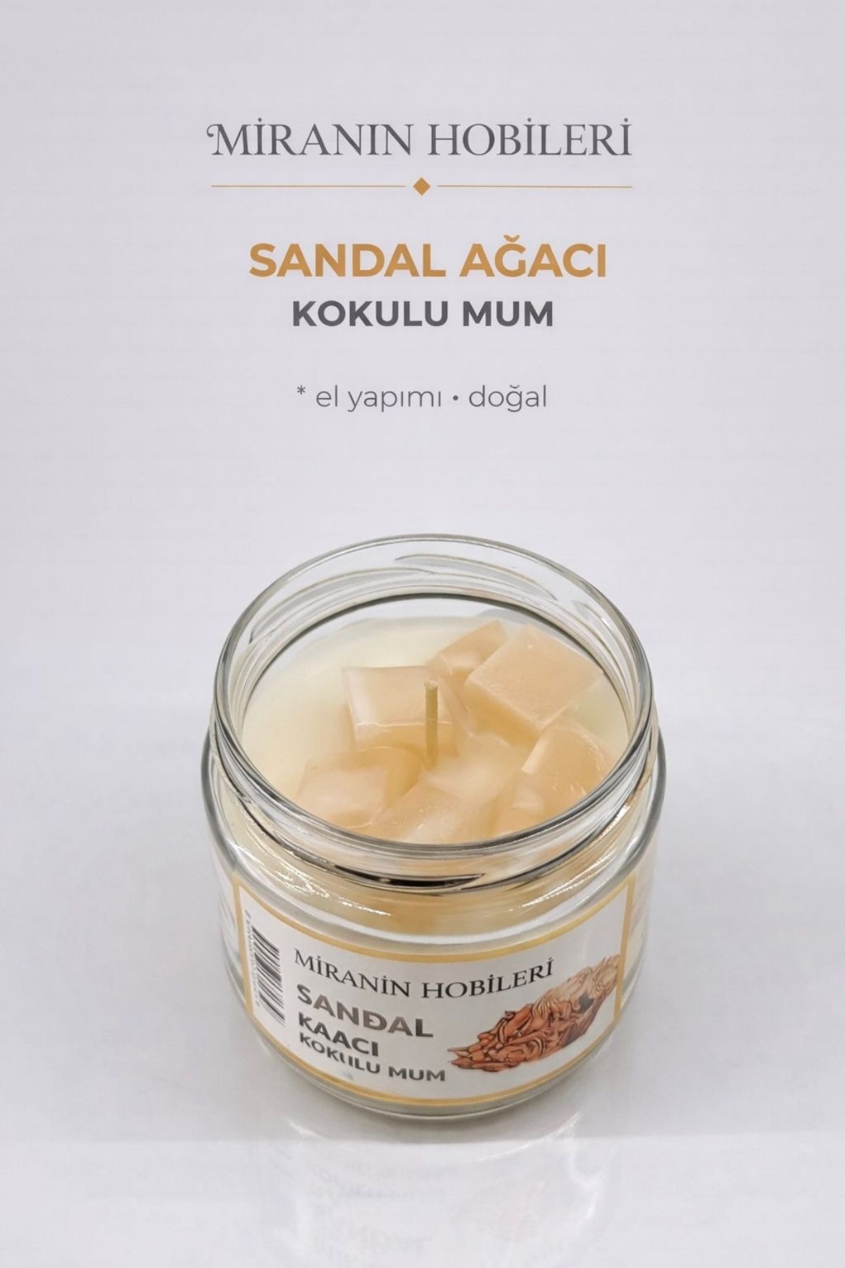 330 cc Sandal Ağacı Kokulu Kavanoz Mum – Parafin İçerikli Dekoratif Cam Mum