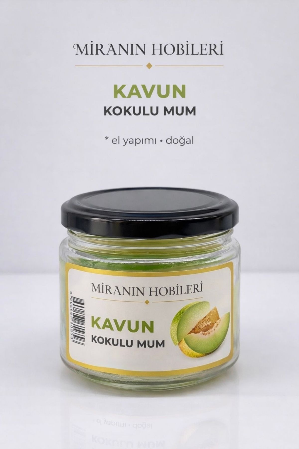 330 cc Kavun Kokulu Kavanoz Mum – Parafin İçerikli Dekoratif Cam Mum