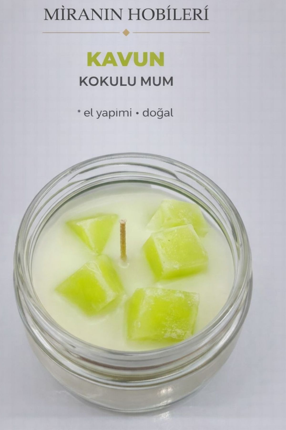 330 cc Kavun Kokulu Kavanoz Mum – Parafin İçerikli Dekoratif Cam Mum