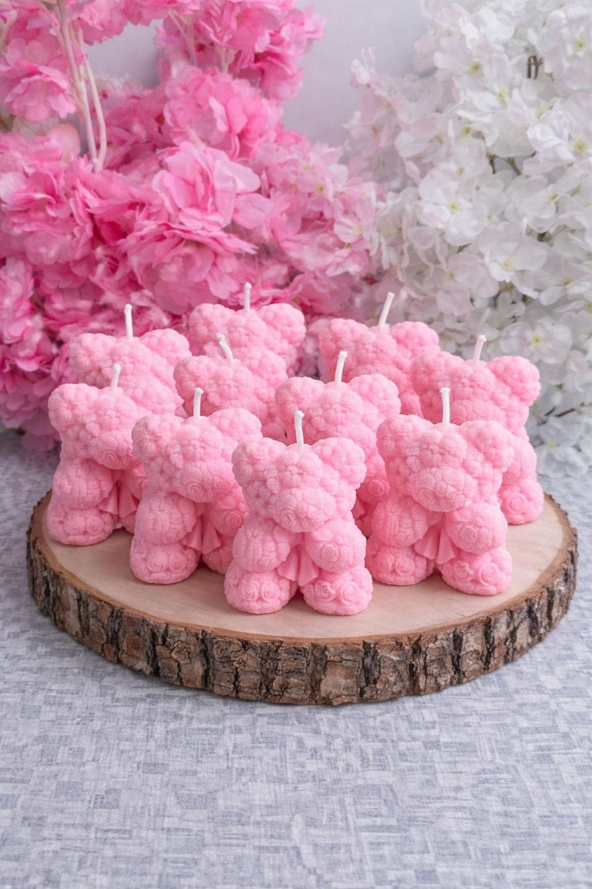 20 Adet Pembe Ayıcık Mum Hediyelik – Parafin El Yapımı Kokulu Mum Seti